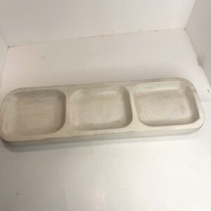 Wood White 3 divided server tray 16” x 5”